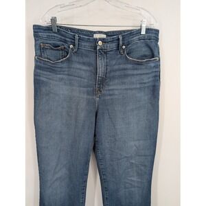 Good‎ American Women's Straight leg jeans medium wash raw hem sz 16